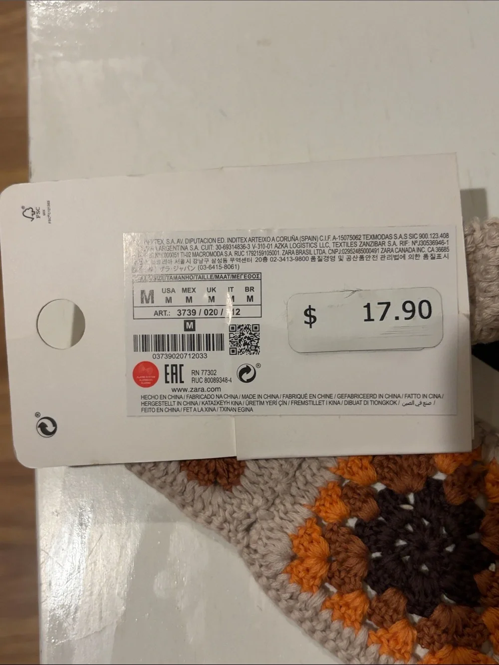 ZARA Crochet Granny Square Headband in Cream, Orange, Yellow, Brown